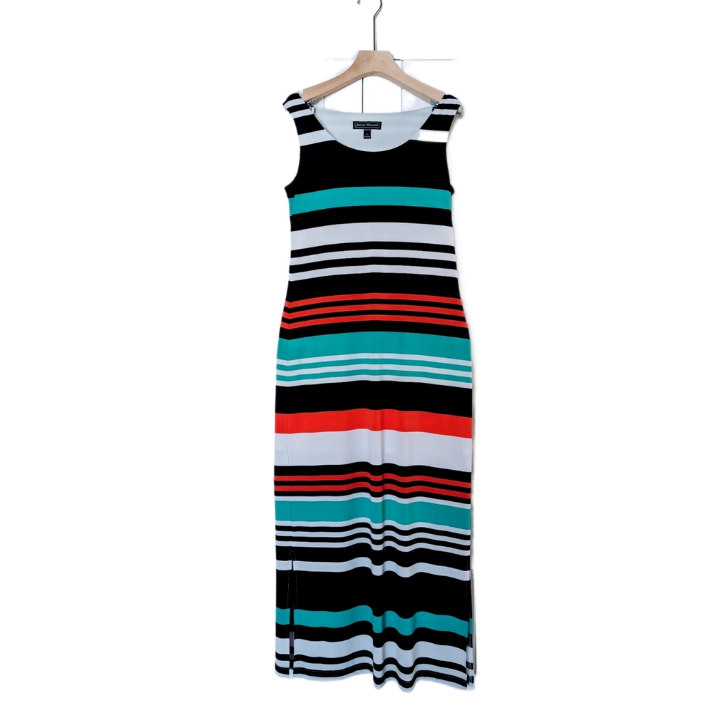 Colorful Striped Maxi Dress | Jessica Howard | Size S | Sleeveless Lined